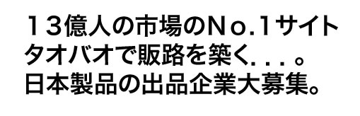 １３億人の市場のＮｏ.１サイトタオバオで販路を築く．．．。